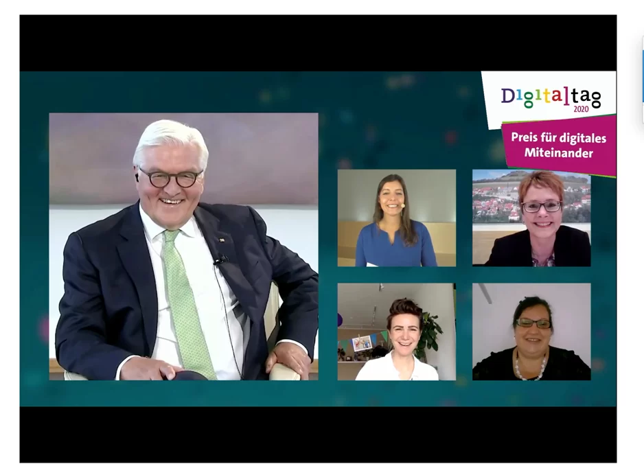 Bundespräsident Frank-Walter Steinmeier verleiht Preis an das Projekt „Dorf.Zukunft.Digital“.